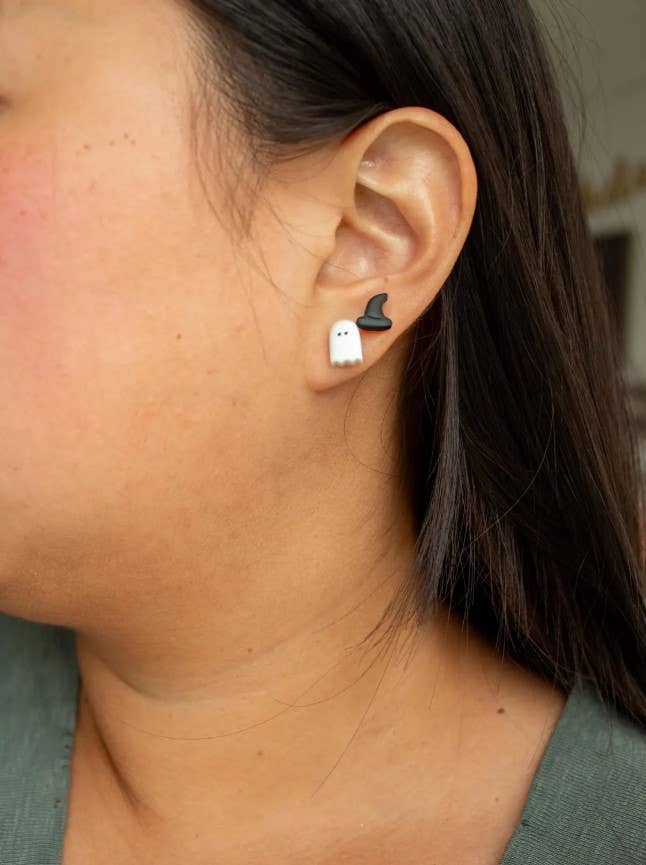 Tiny Fall Halloween Studs: Ghost