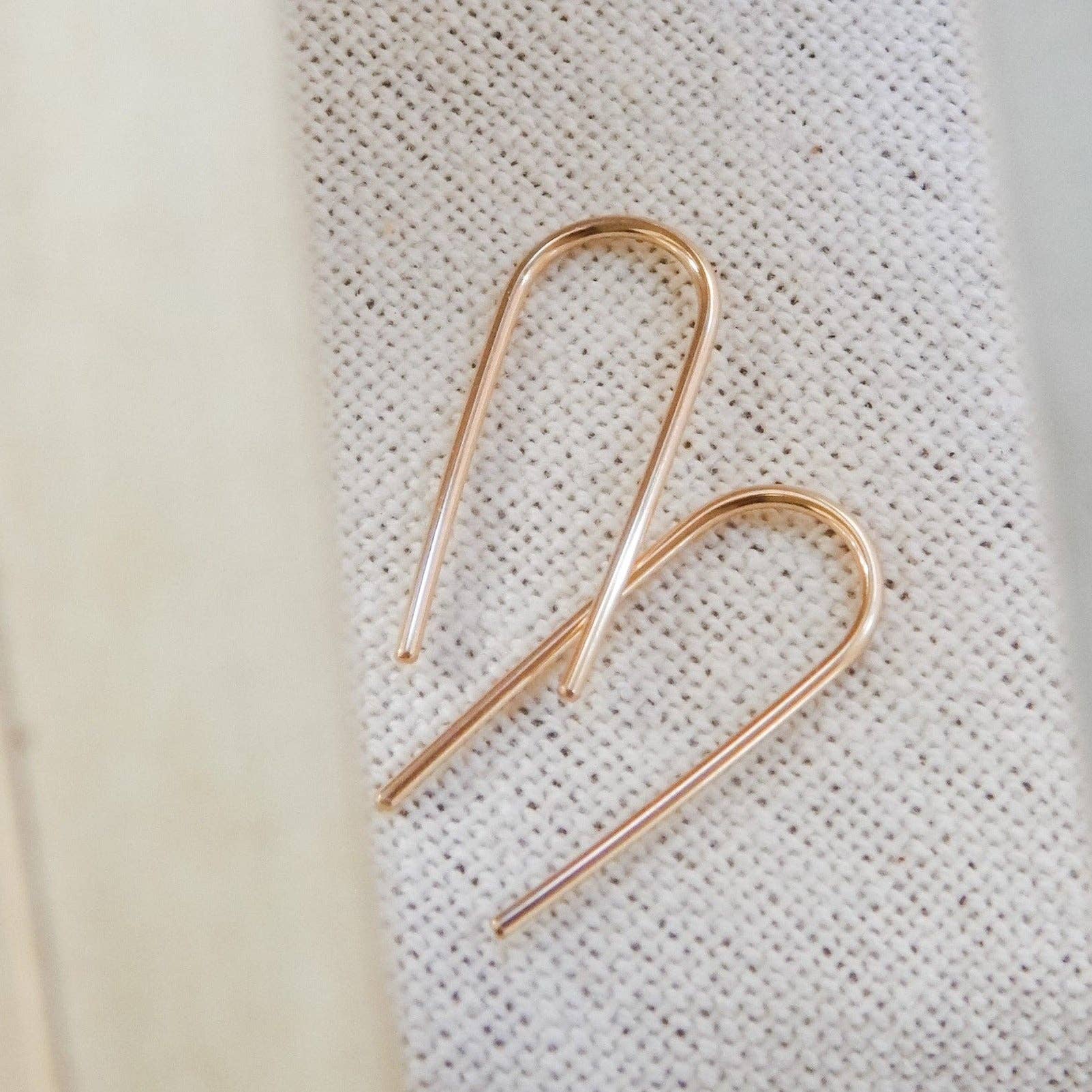 Open Arc Earrings - Hypoallergenic, Waterproof, Minimalist: Rose Gold