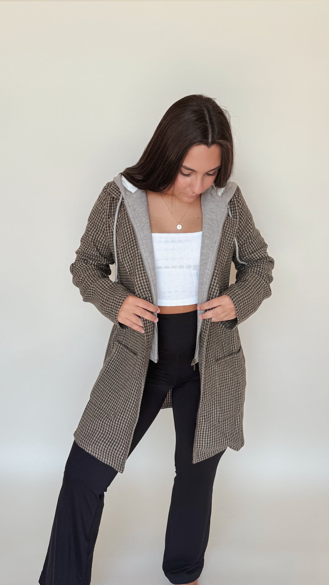 Detachable Hoodie Two-fer Coat