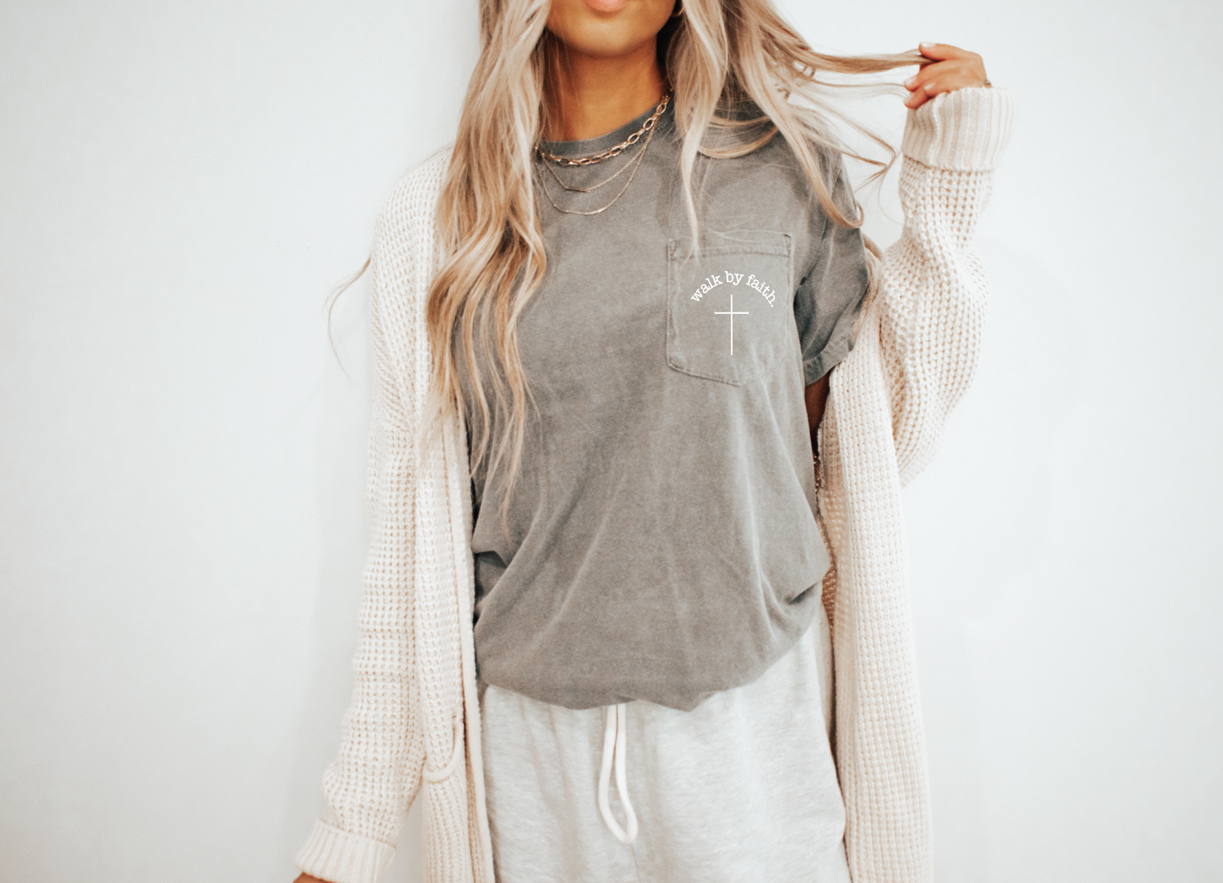 Walk By Faith Pocket Tee: Large