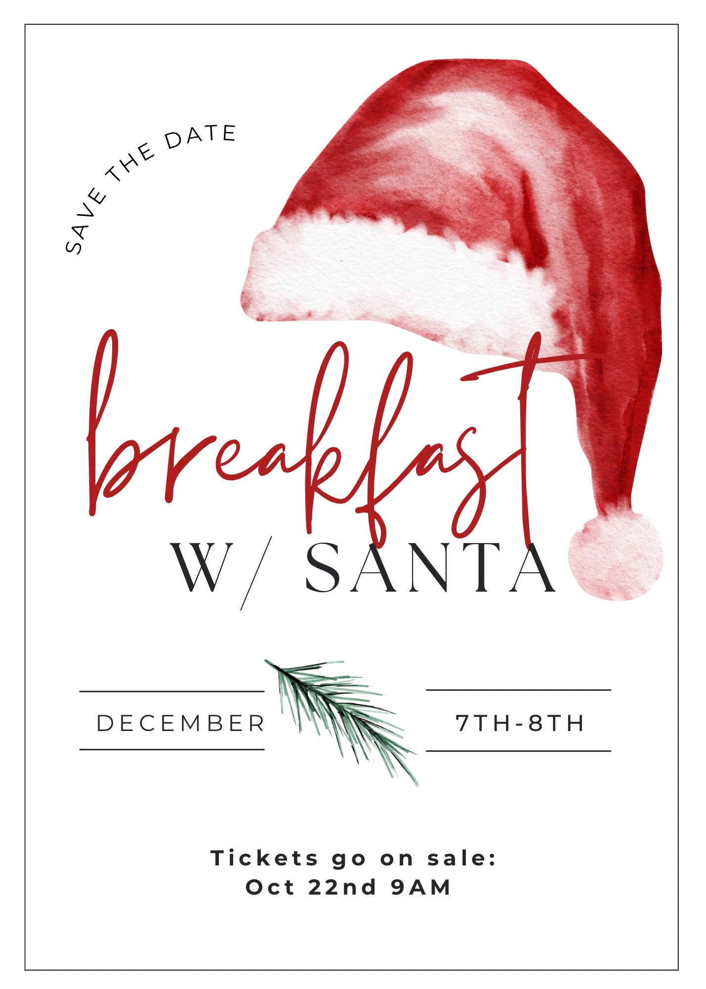 SUNDAY Breakfast with Santa 12/8