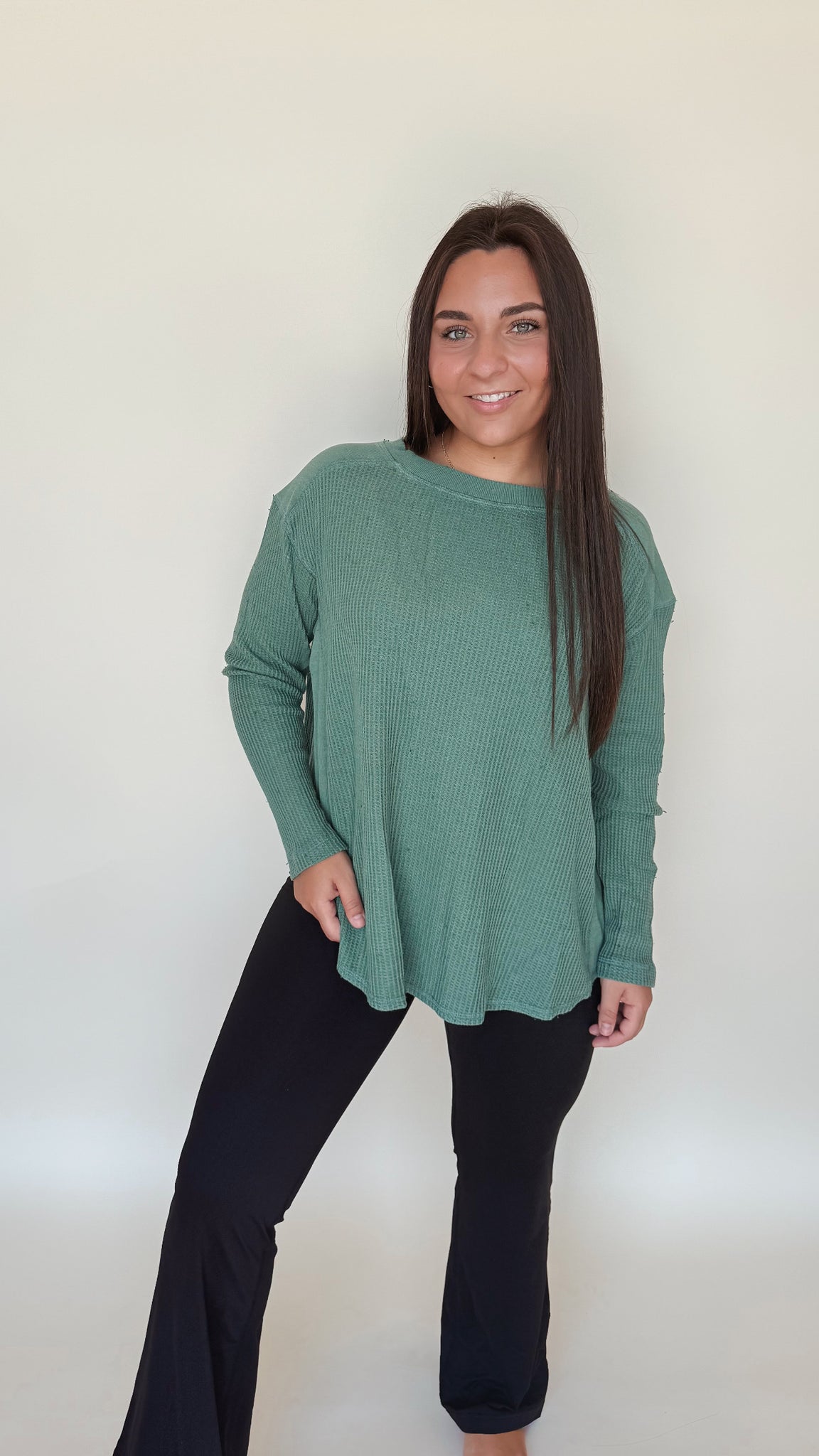 Mineral Washed Waffle Ribbed Pullover