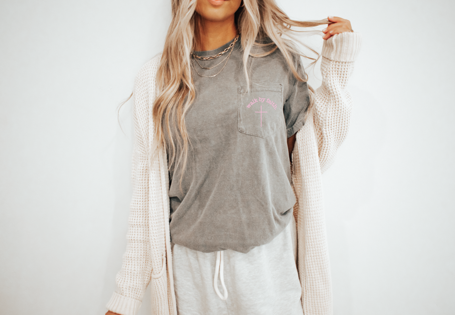 Walk By Faith Pocket Tee: Large