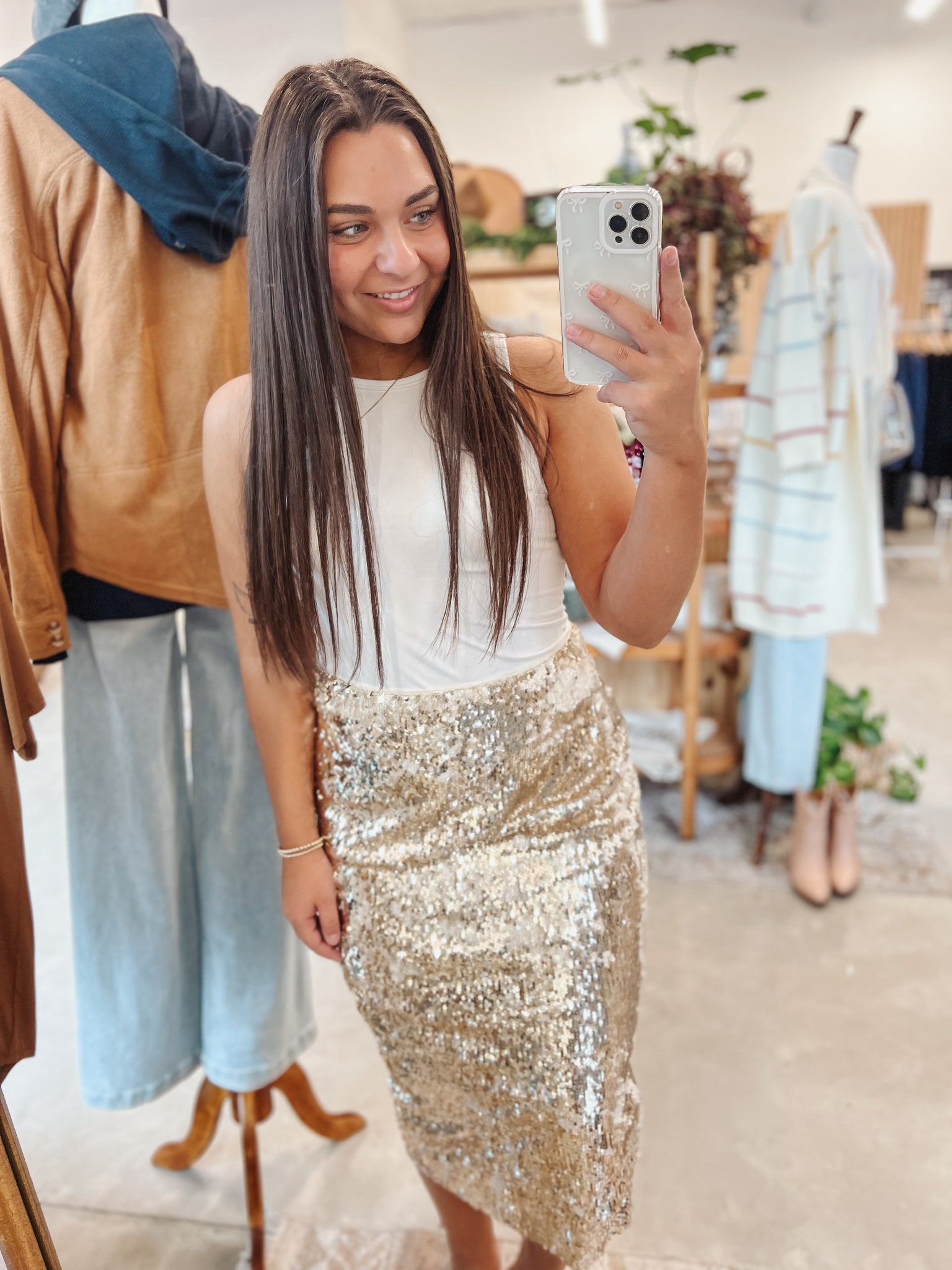 Sequin Midi Skirt