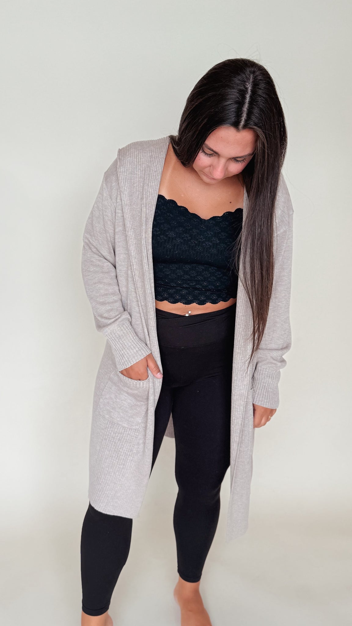 Knit Hooded Cardigan