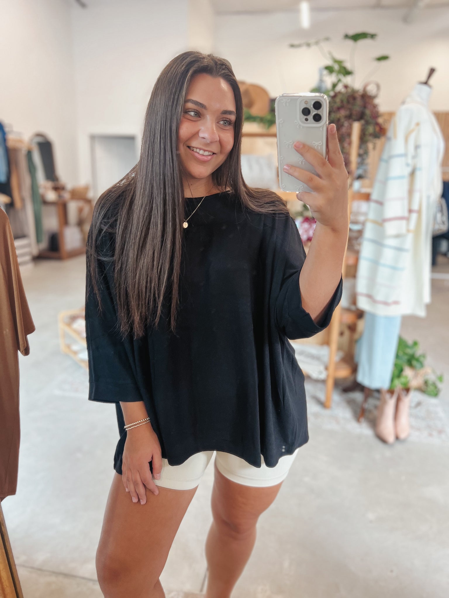 Black Dolman 3/4 Sleeve Top