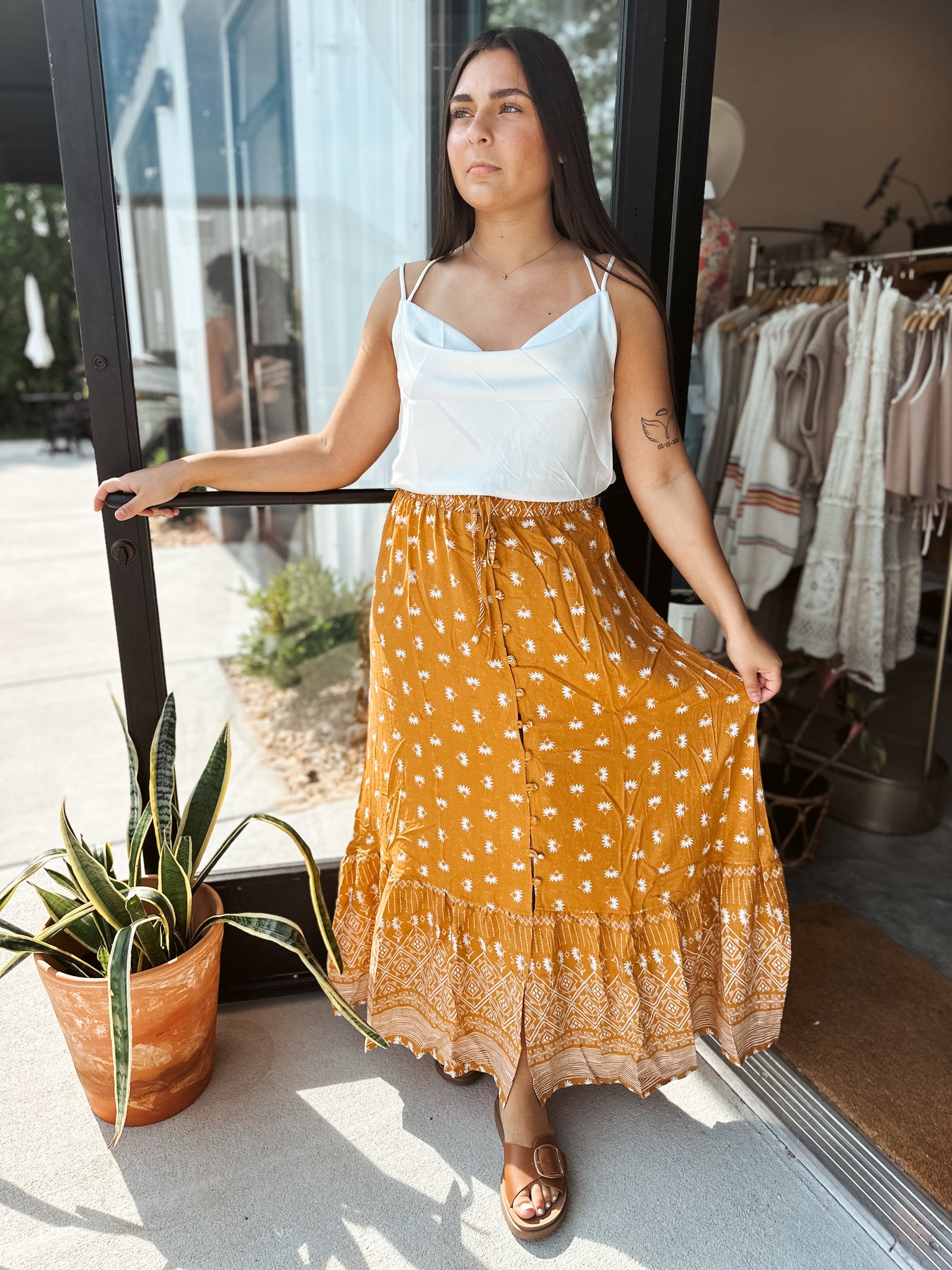Boho Print Maxi Skirt