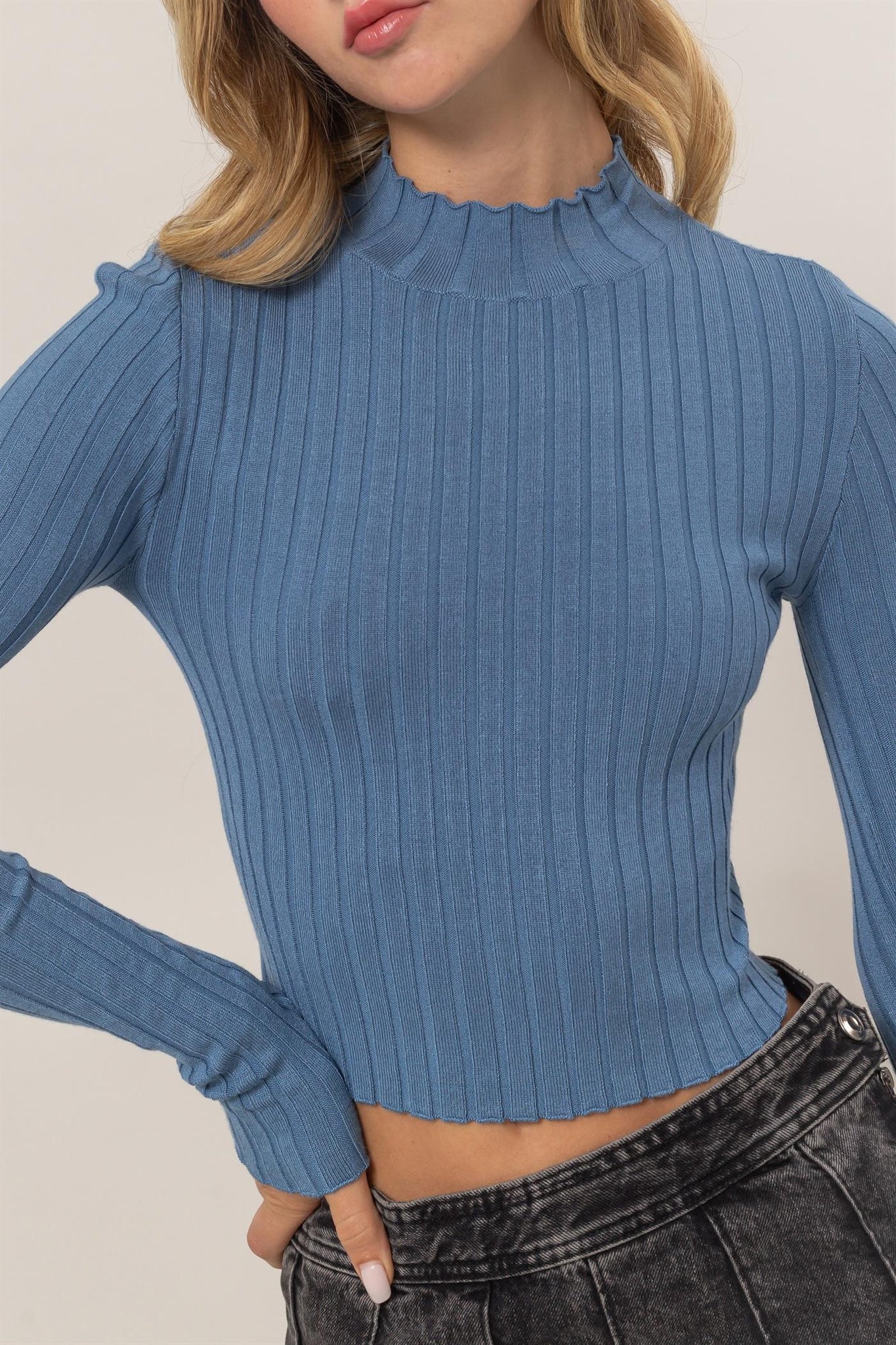 Ribbed Mock Neck Top