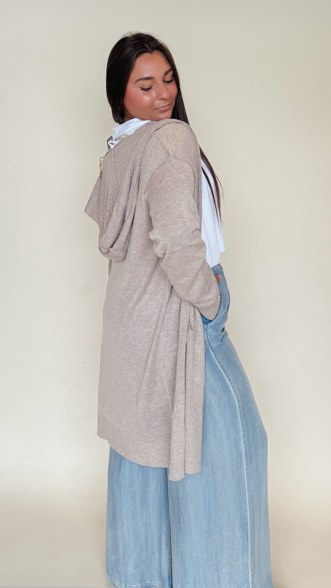 Knit Hooded Cardigan