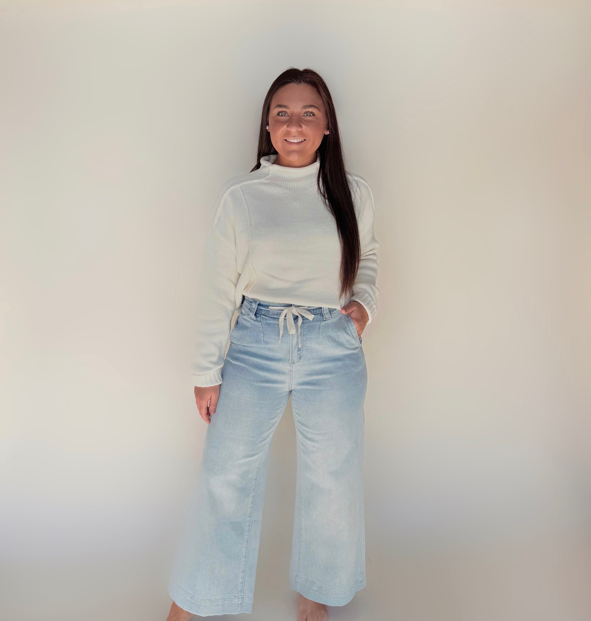 Mock Neck Ribbed Sweater