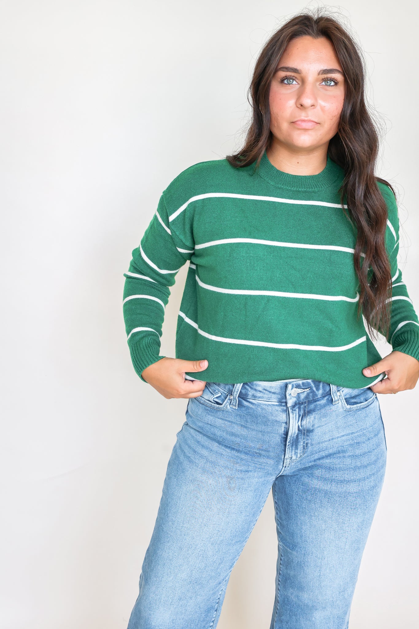 Crew Neck Striped Sweater