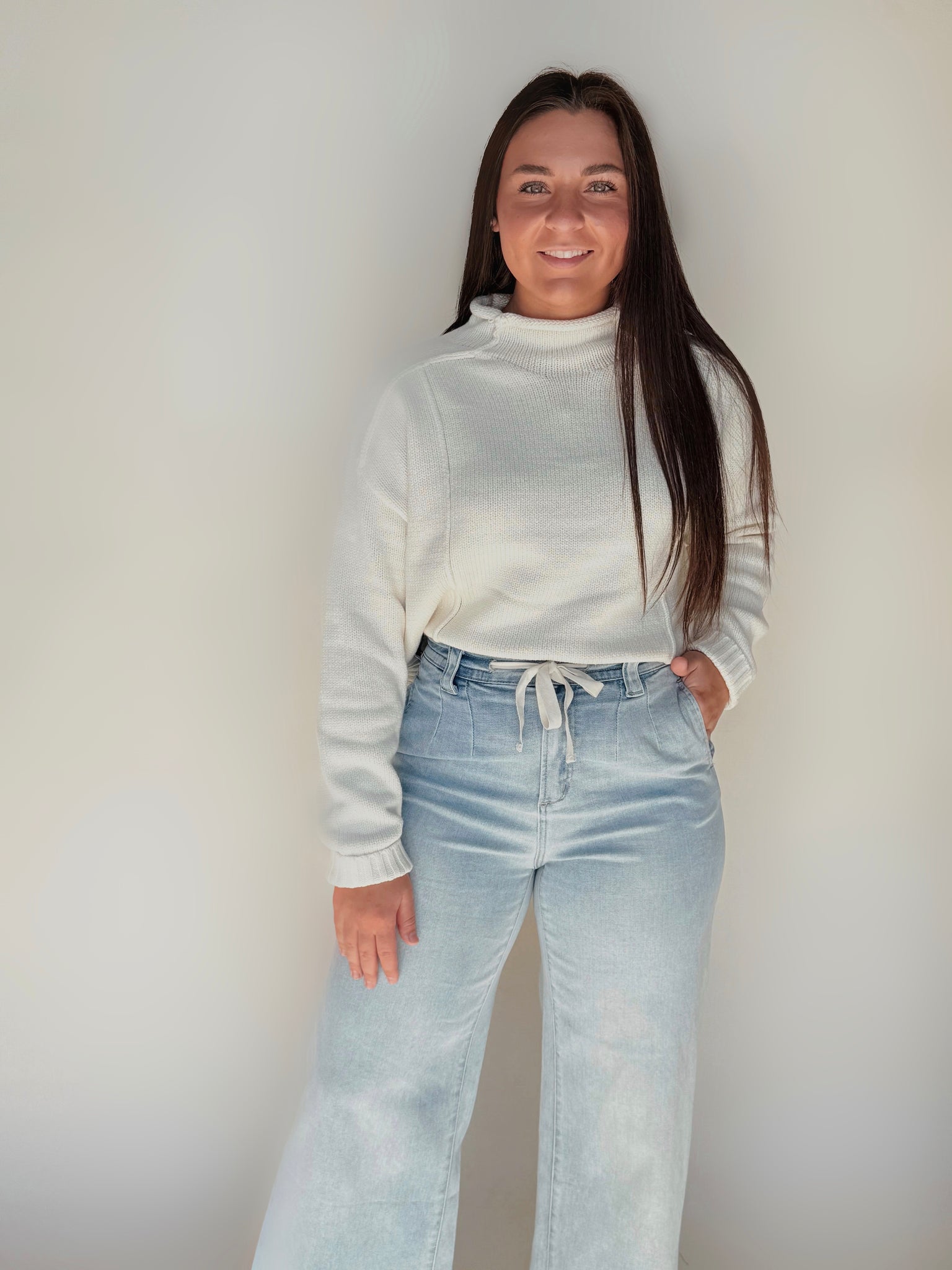 Mock Neck Ribbed Sweater