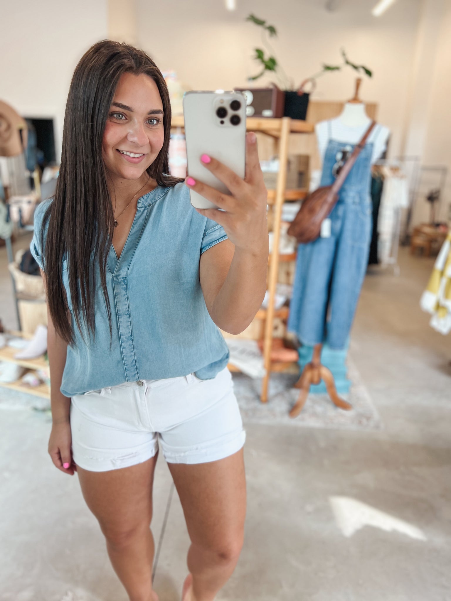 Button Down Chambray Top