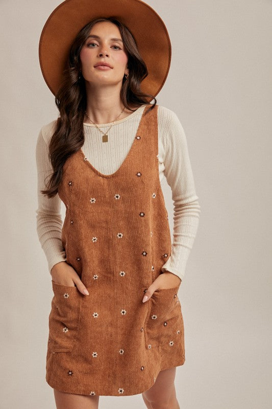 Floral Embroidered Pinafore Dress
