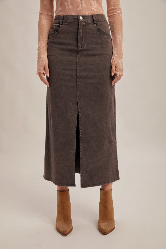Elastic Waist Mid Skirt