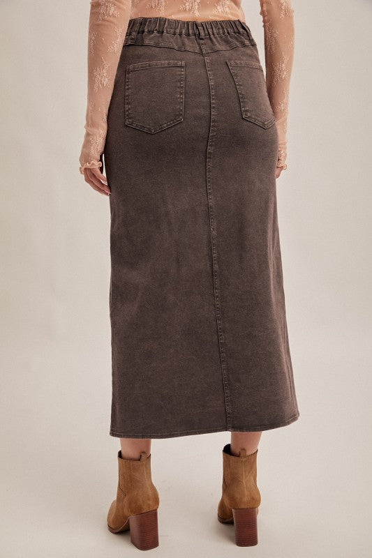 Elastic Waist Mid Skirt