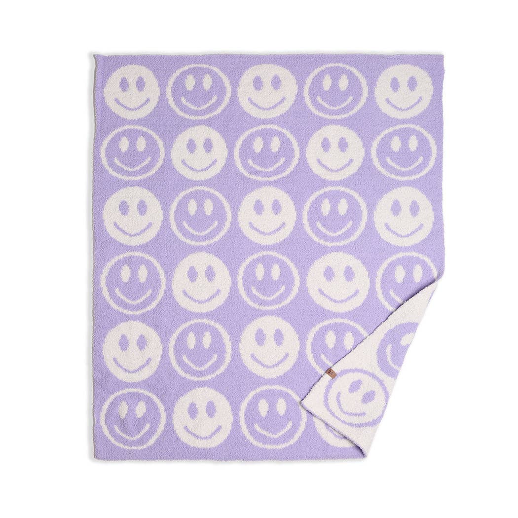 Repeated Happy Face Pattern Kids Throw Blanket