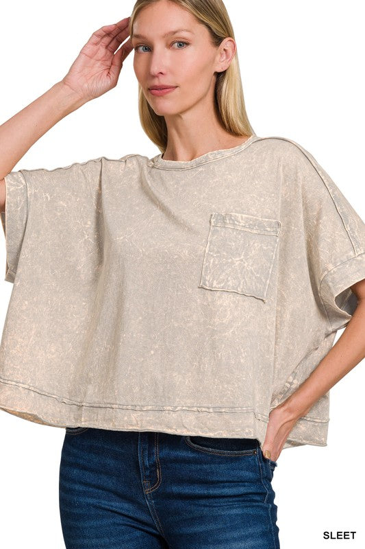 Acid Crinkle Wash Boxy Tee