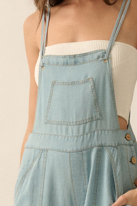 Denim Wide Leg Overalls