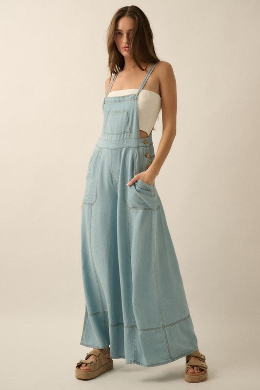 Denim Wide Leg Overalls