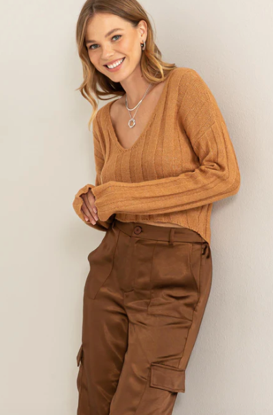 Stylish And Sincere Long Sleeve Sweater Crop Top