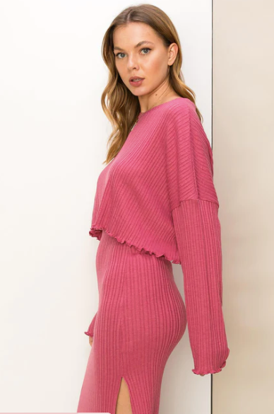 Favorite Date Ribbed Knit Oversized Crop Top
