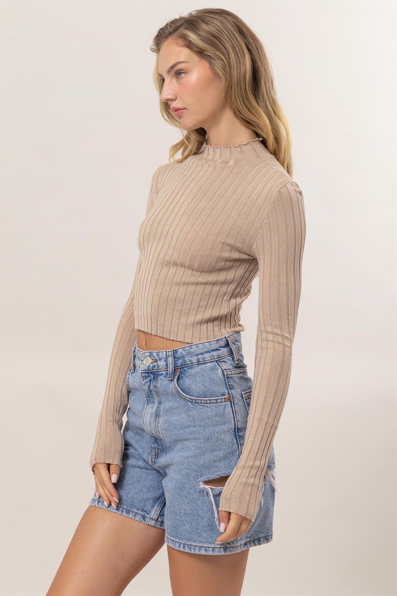 Ribbed Mock Neck Top