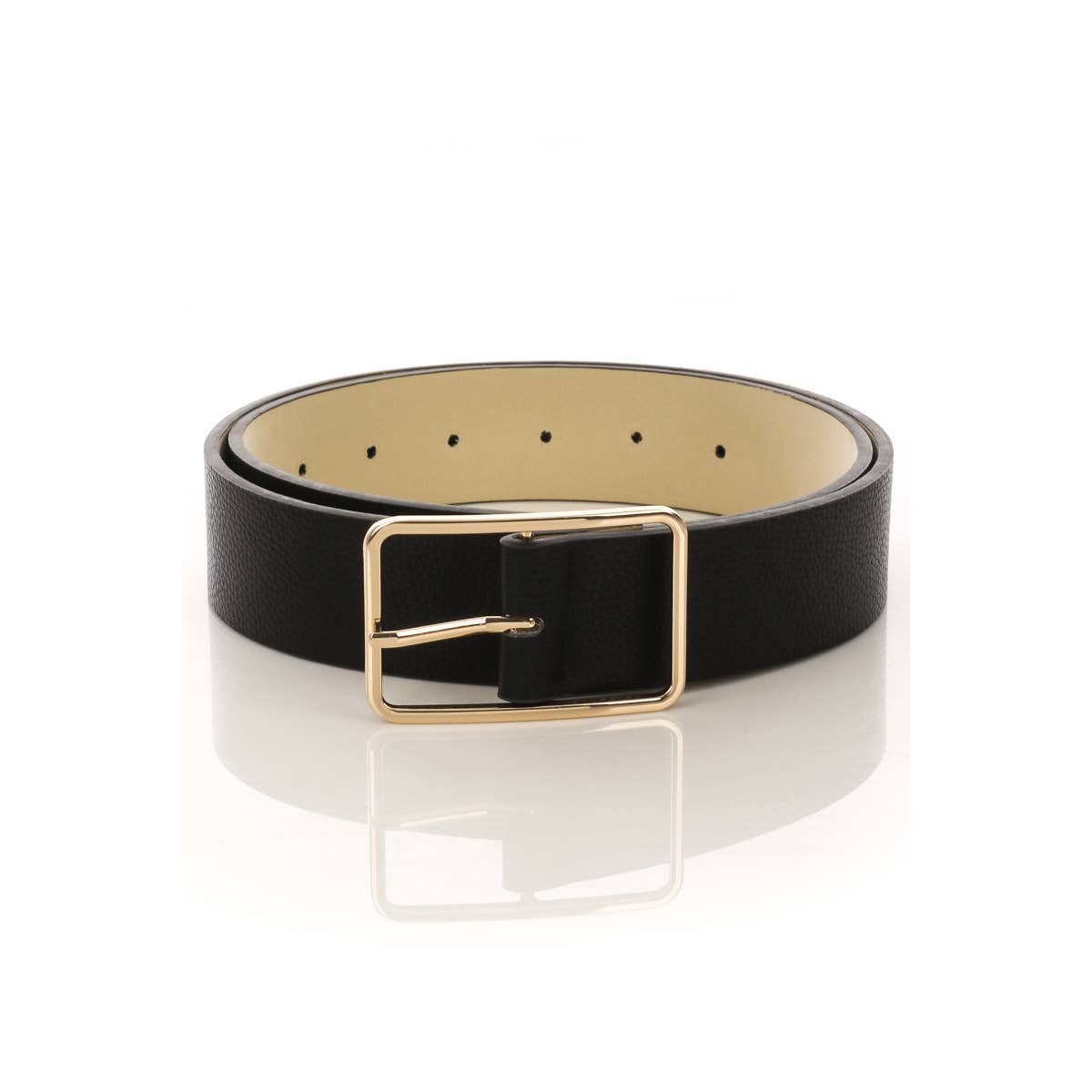 Faux Leather Rectangle Cutout Buckle Fashion Belt: BR