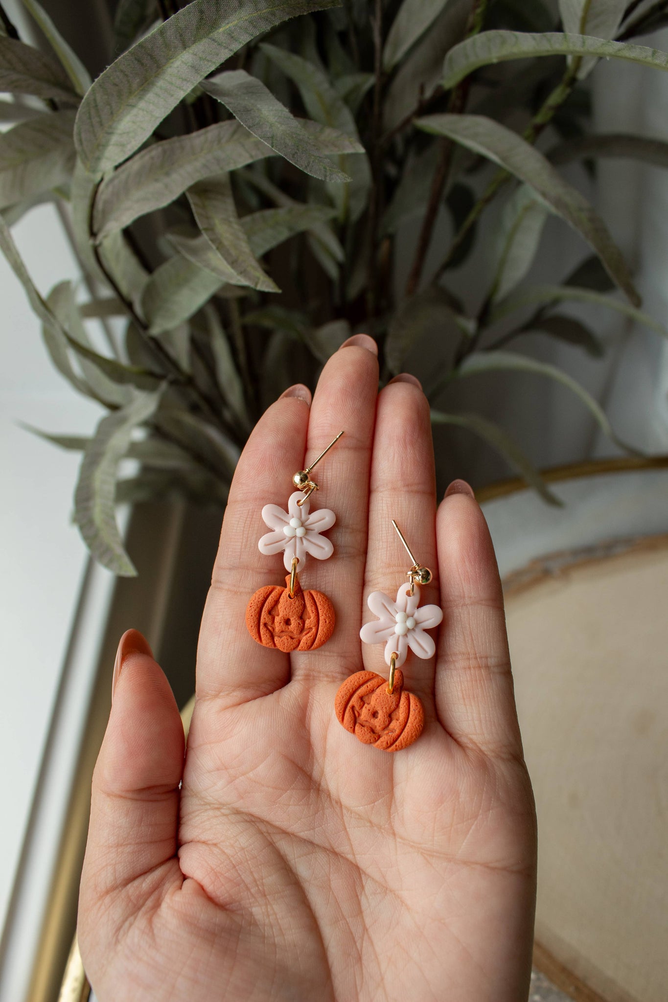 Floral Jack o Lantern Mini Dangles