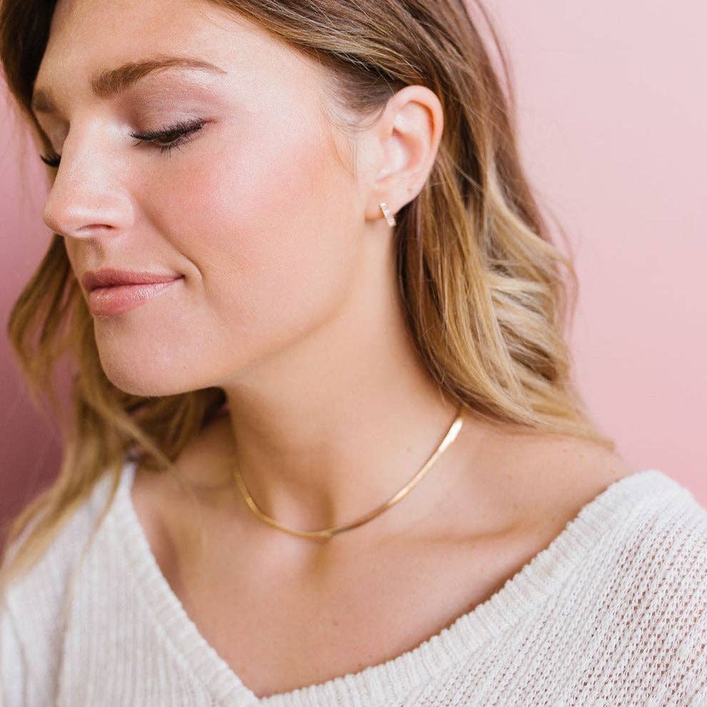 Jade Gold Filled Herringbone Necklace: Gold / 18 Inches