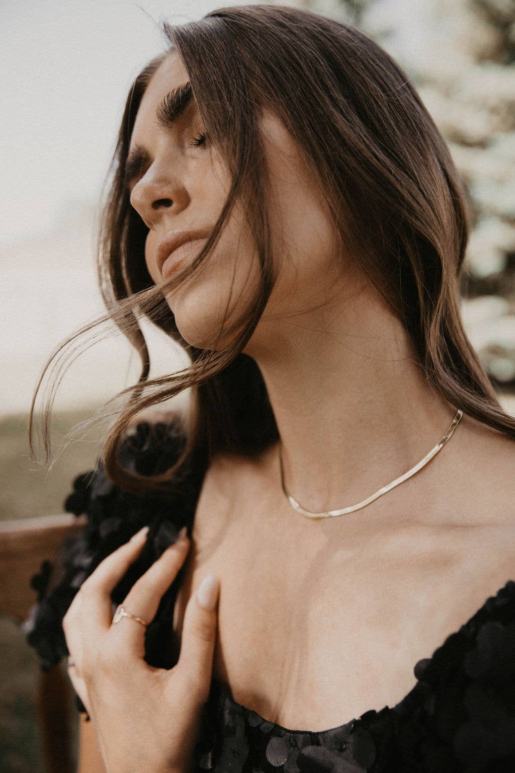 Jade Gold Filled Herringbone Necklace: Gold / 18 Inches