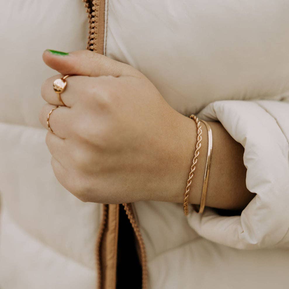 Jade Gold Filled Herringbone Bracelet: 7"