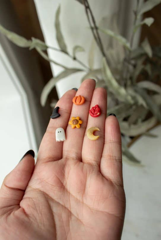 Tiny Fall Halloween Studs: Ghost
