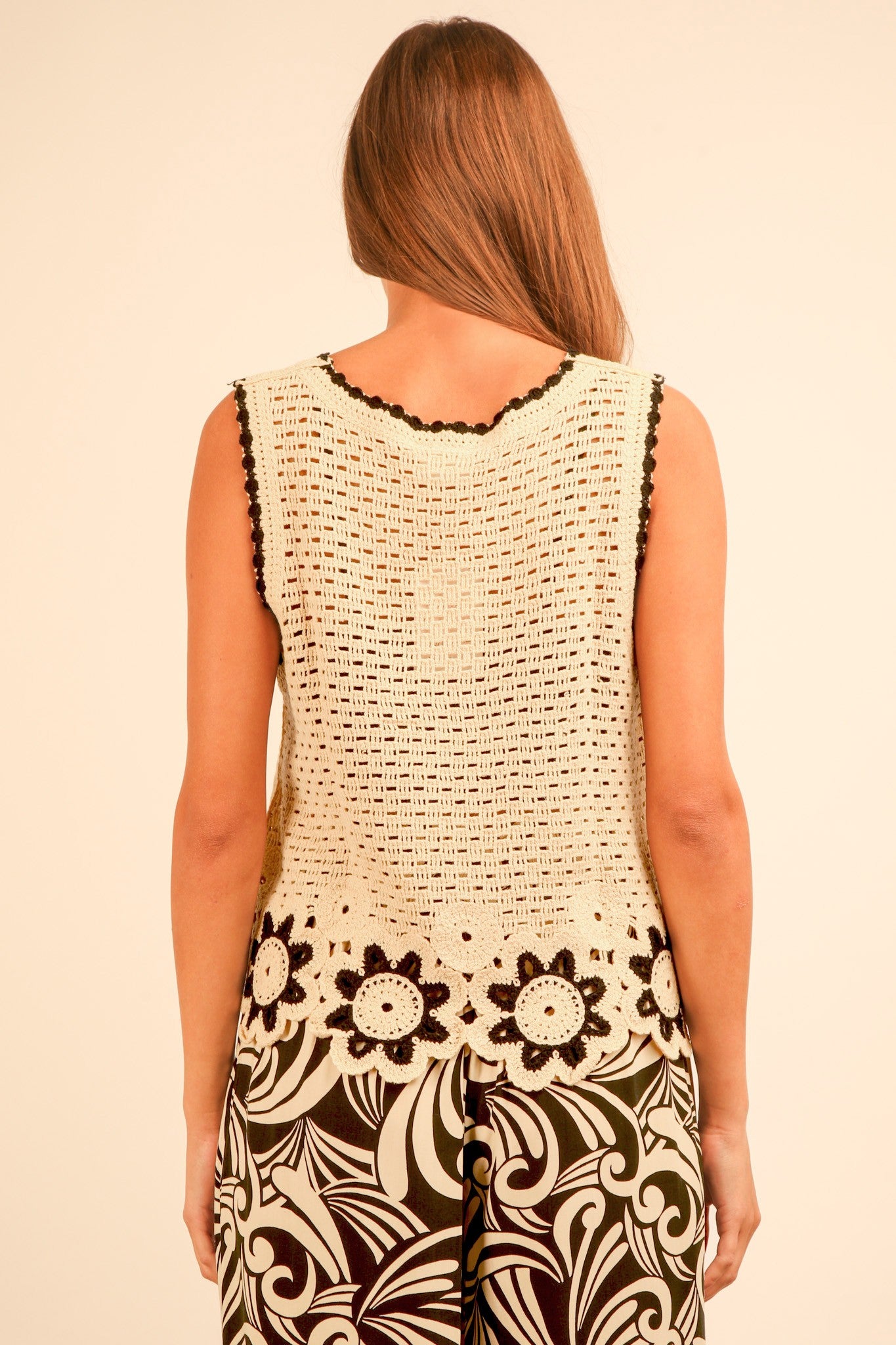 Floral Trim Detail Crochet Top