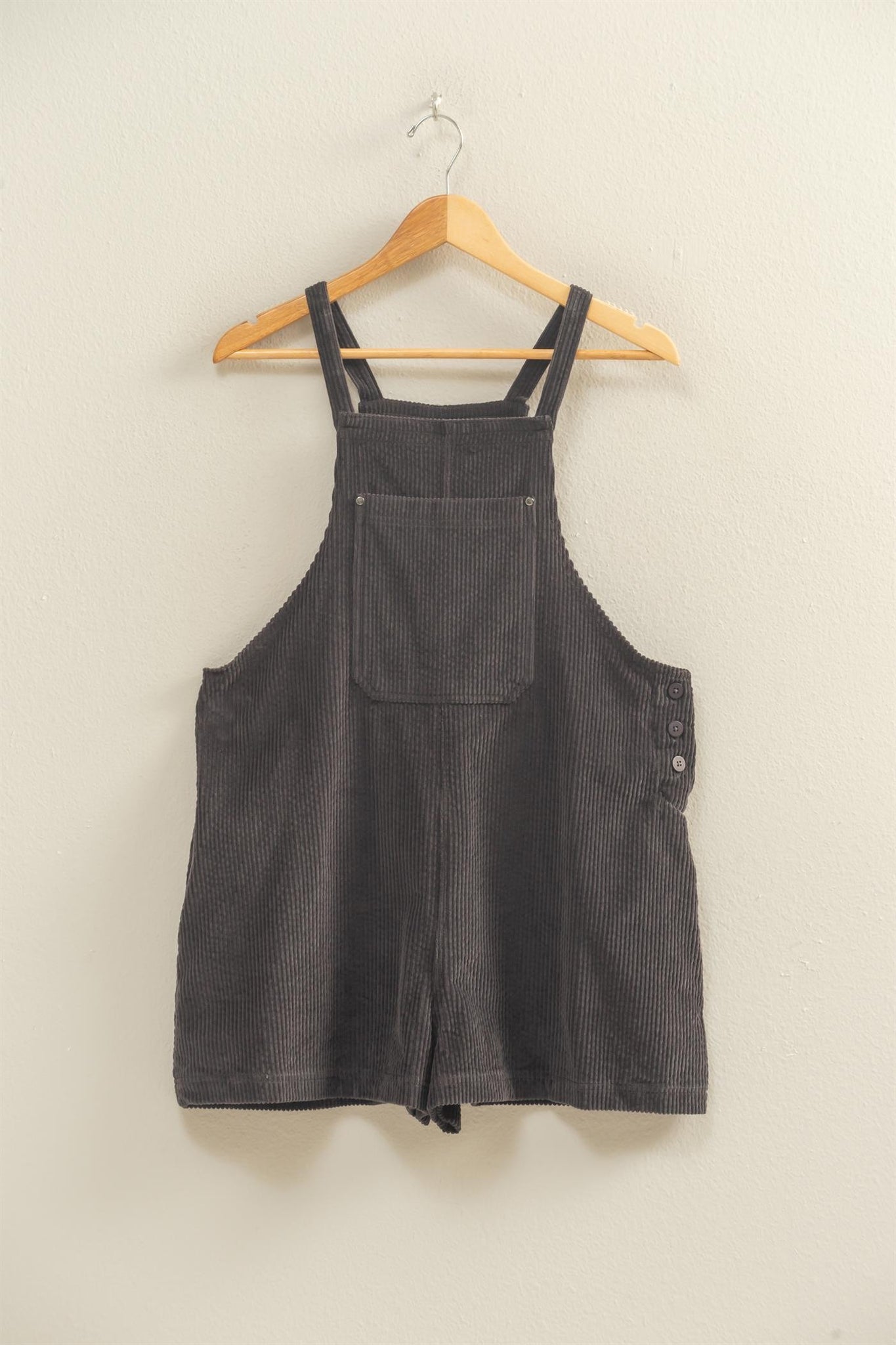 Front Pocket Sleeveless Corduroy Overall Romper