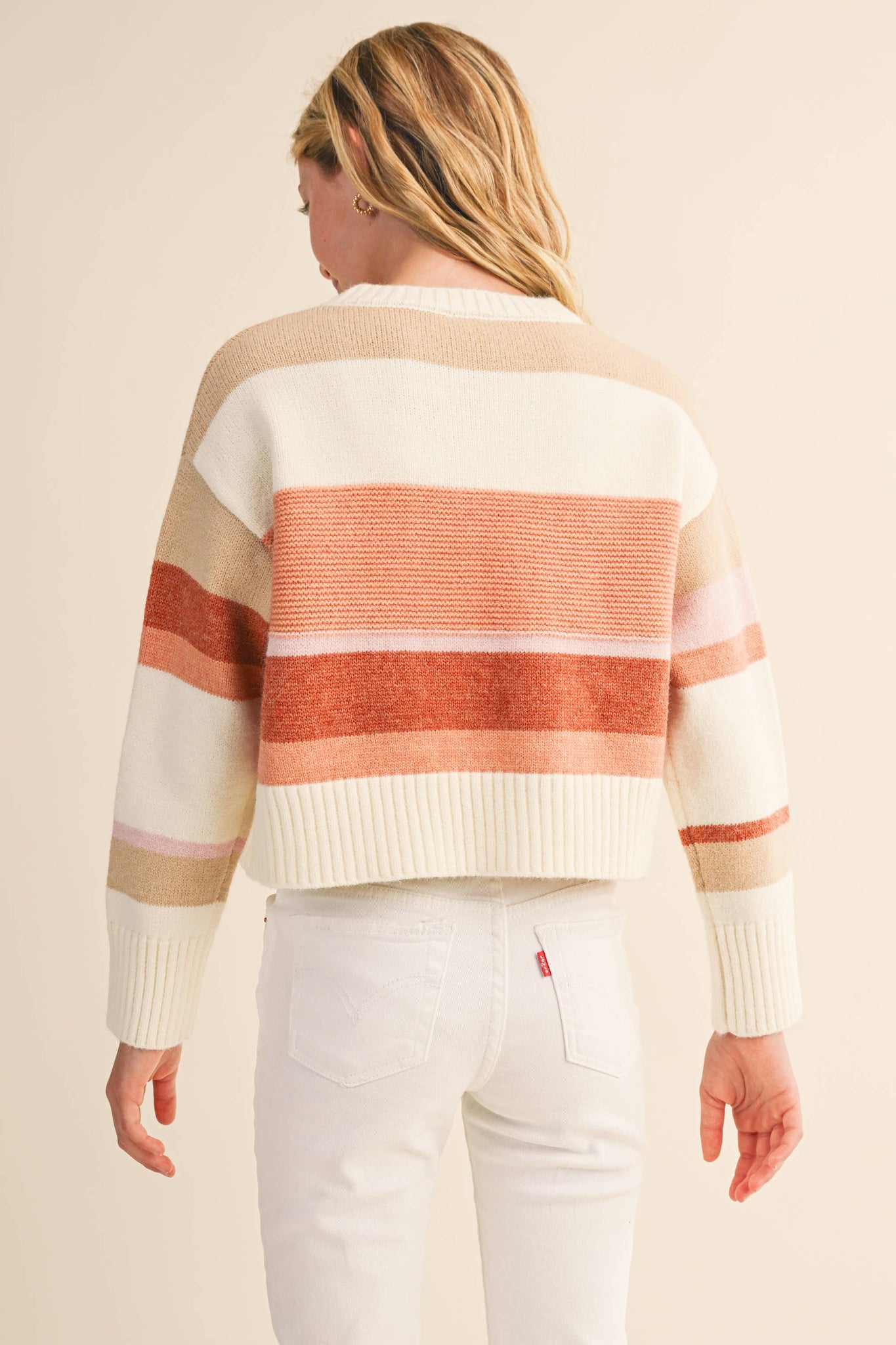 TWEEN KIDS GIRLS ROUND NECK CROPPED SWEATER