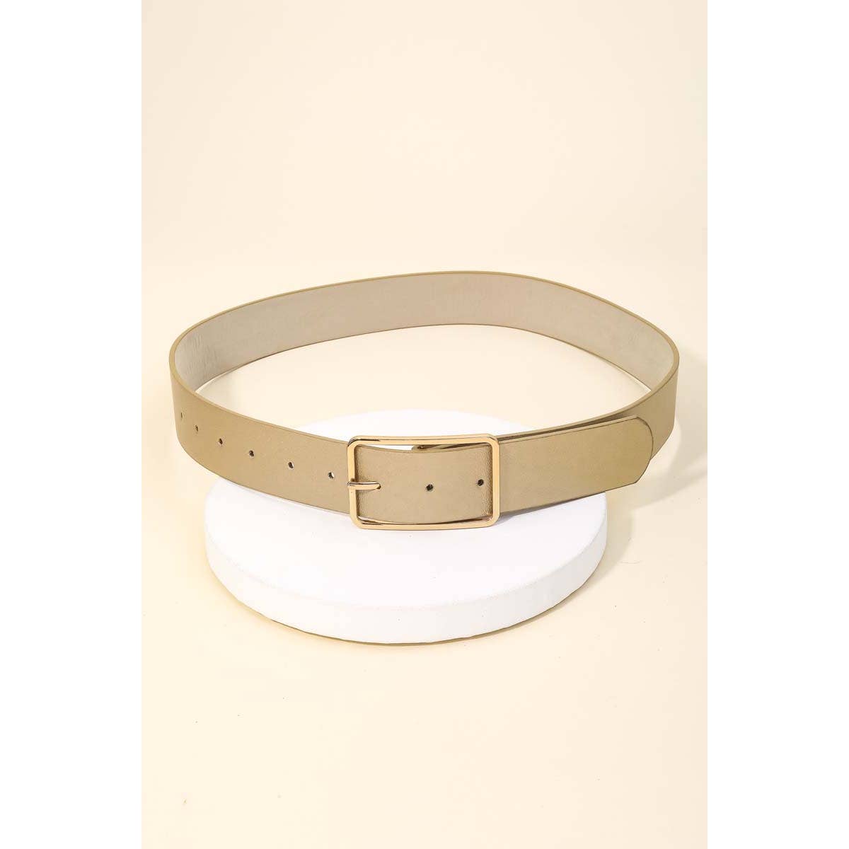 Faux Leather Rectangle Cutout Buckle Fashion Belt: BR