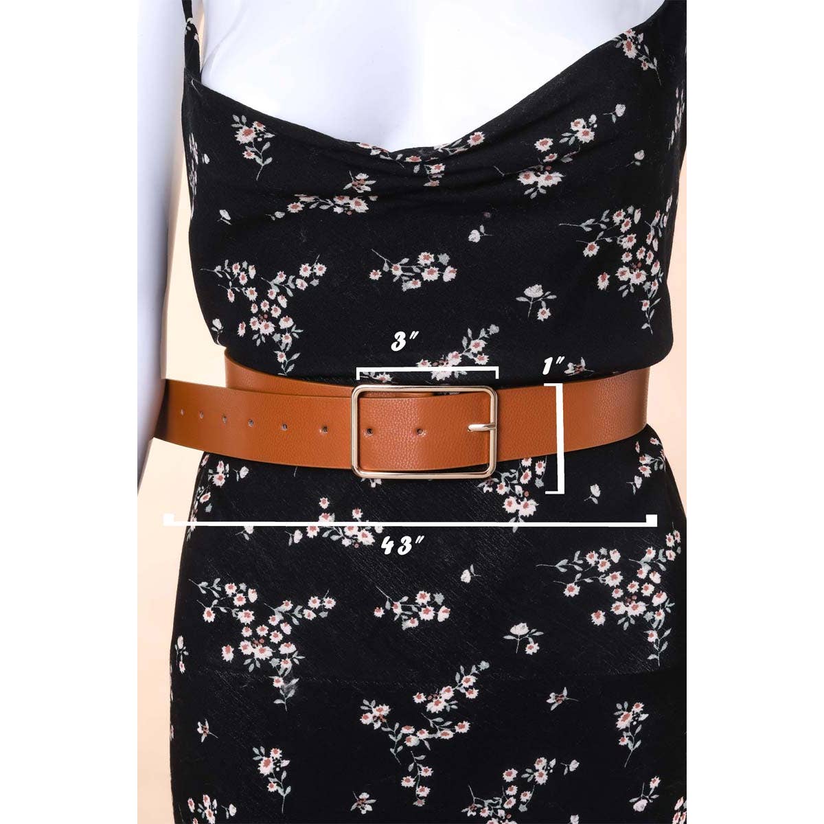 Faux Leather Rectangle Cutout Buckle Fashion Belt: BR