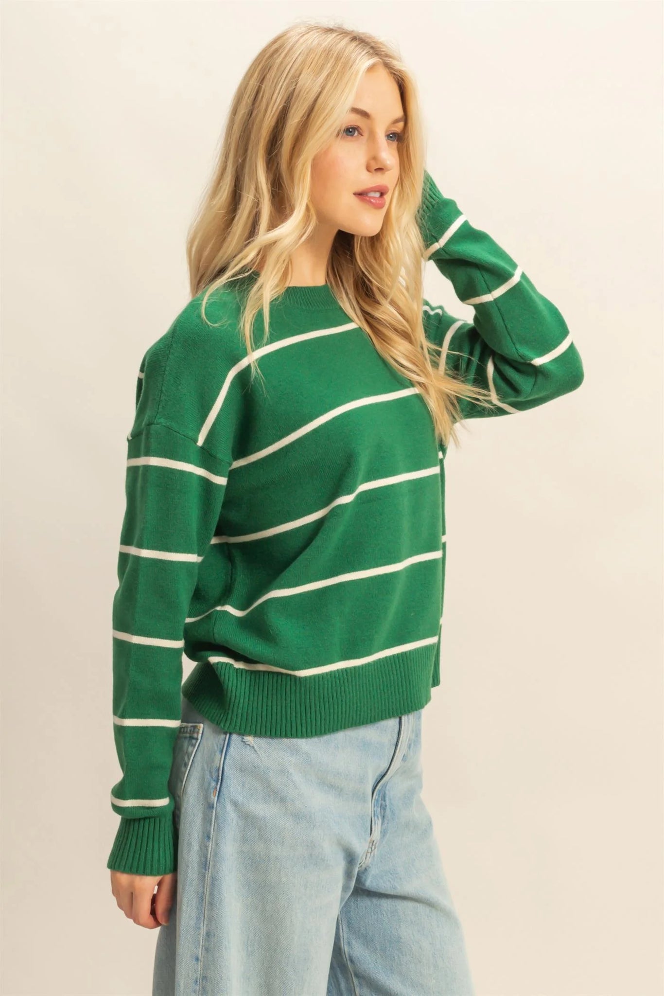 Crew Neck Striped Sweater