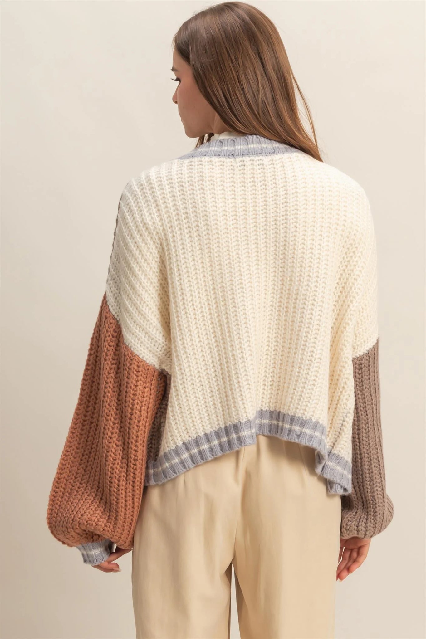 Oversized Color Block Cardigan