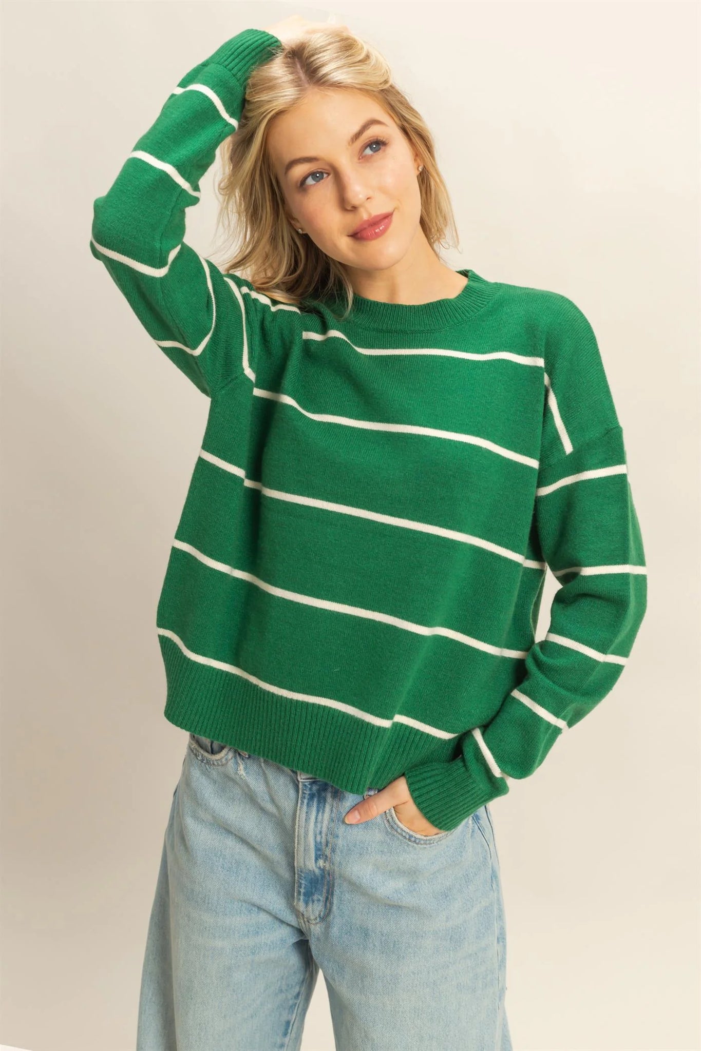 Crew Neck Striped Sweater