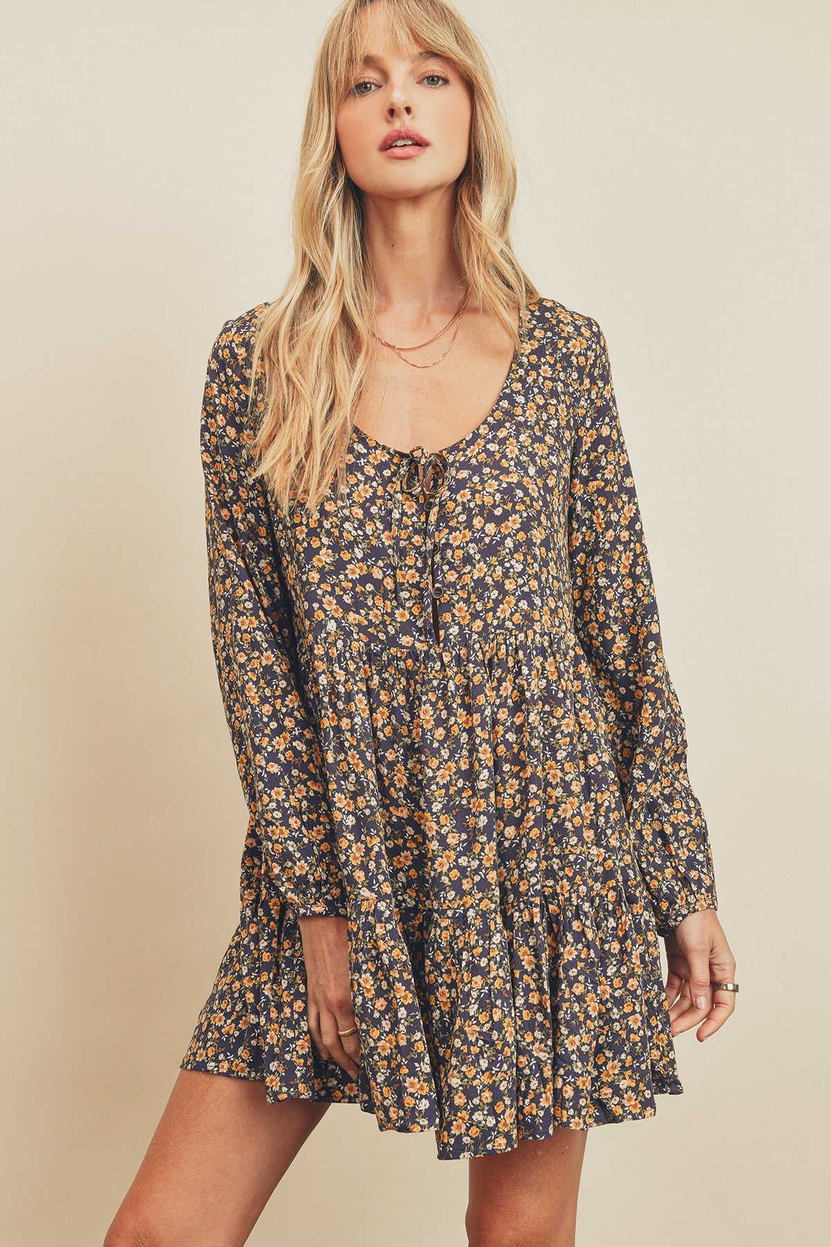 Ditsy Floral Tiered Mini Dress