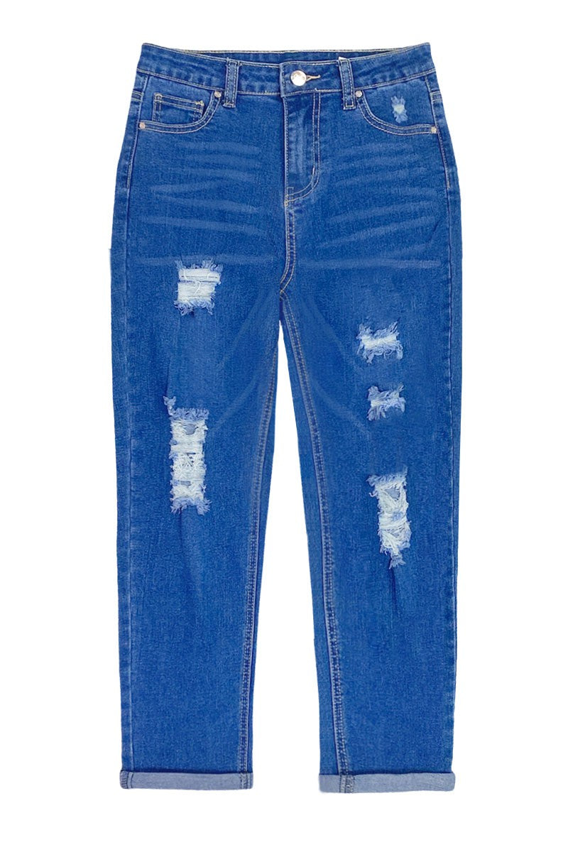 Girl's Premium Wash Relax Fit Mini-Mom Jeans