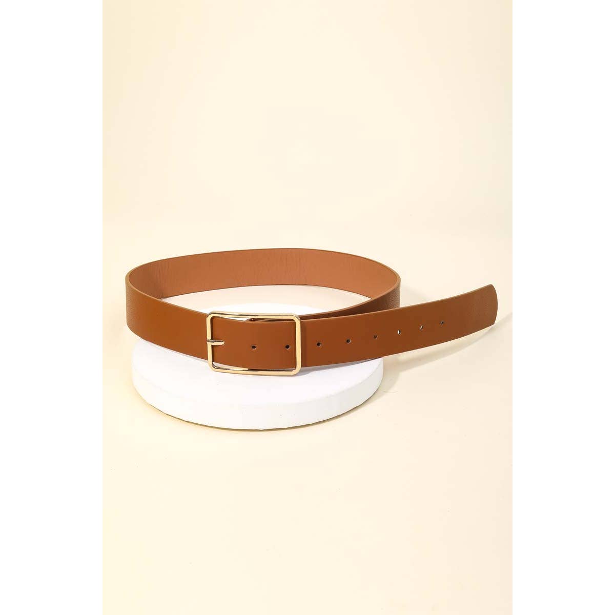 Faux Leather Rectangle Cutout Buckle Fashion Belt: BR