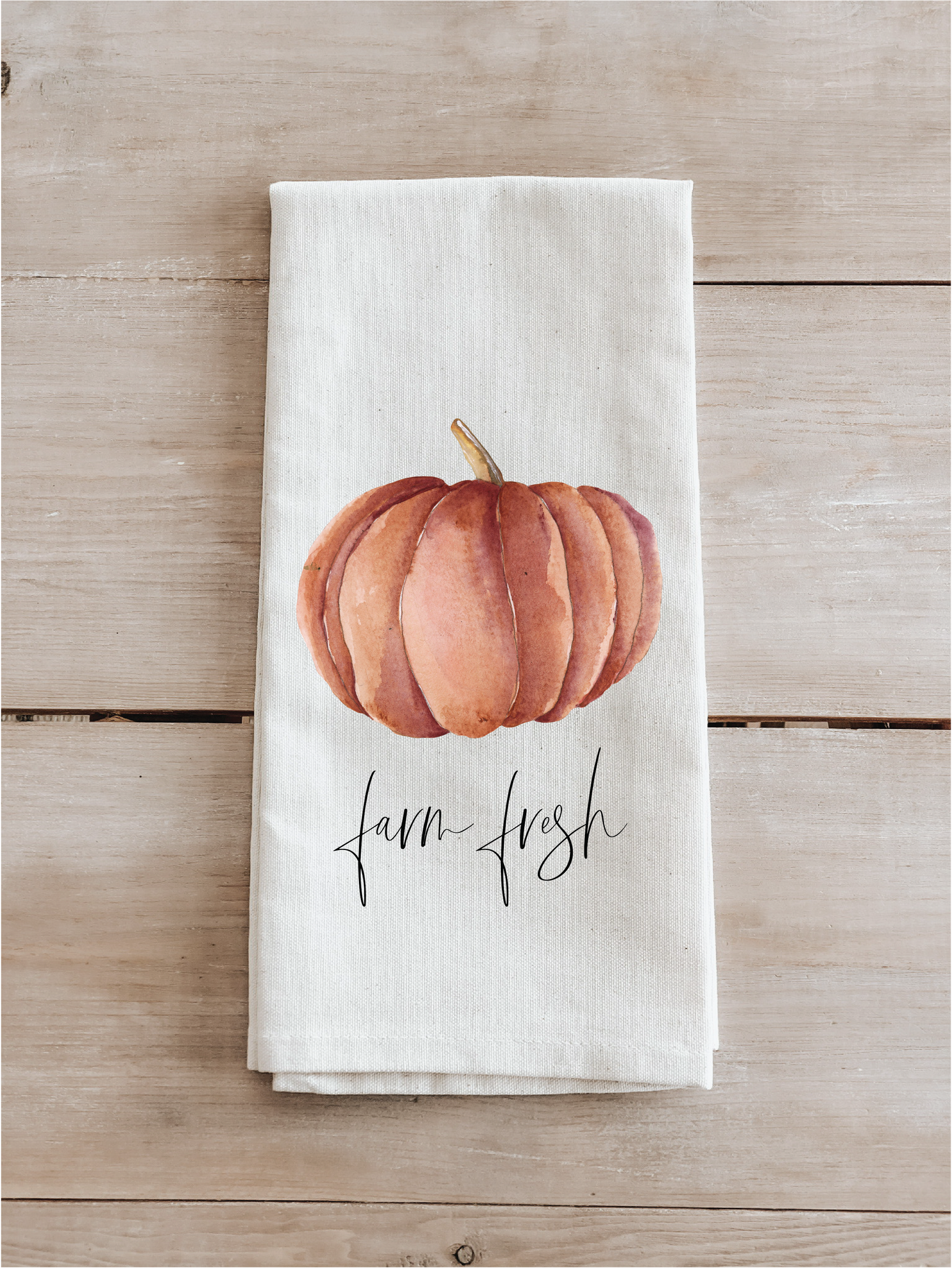 Farm Fresh Pumpkins Watercolor Tea Towel - Autumn