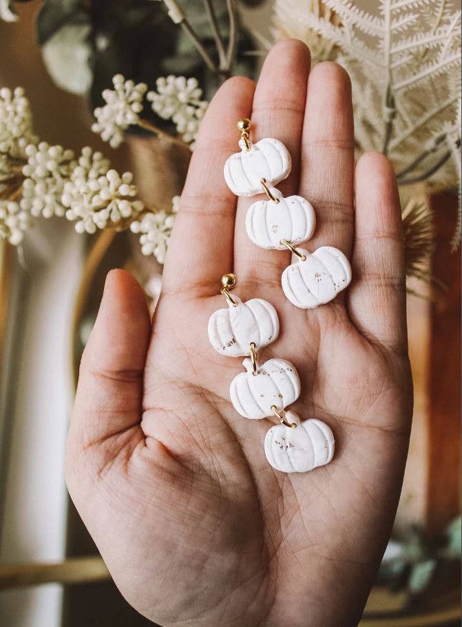 White Gold Pumpkin Dangles