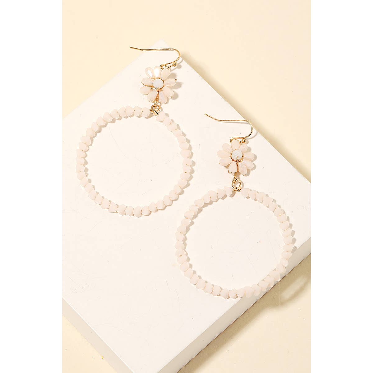 Triangle Beaded Hoop Drop Earrings: IV