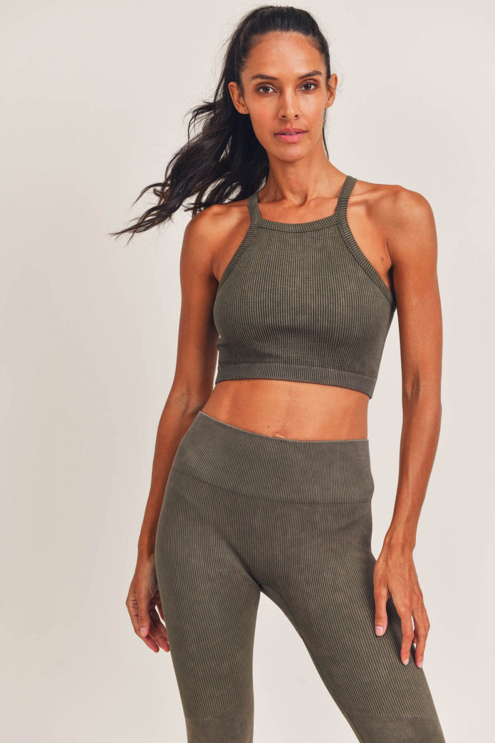Square Front Ribbed Cropped Tank Top