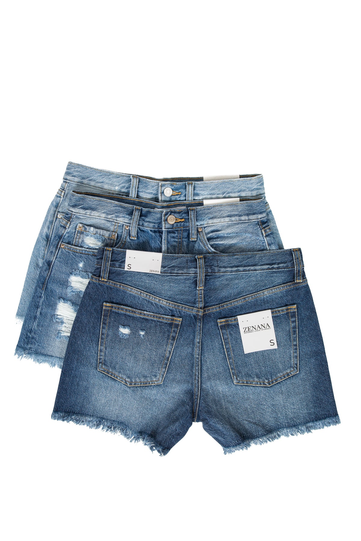 Distressed Raw Hem Denim Shorts