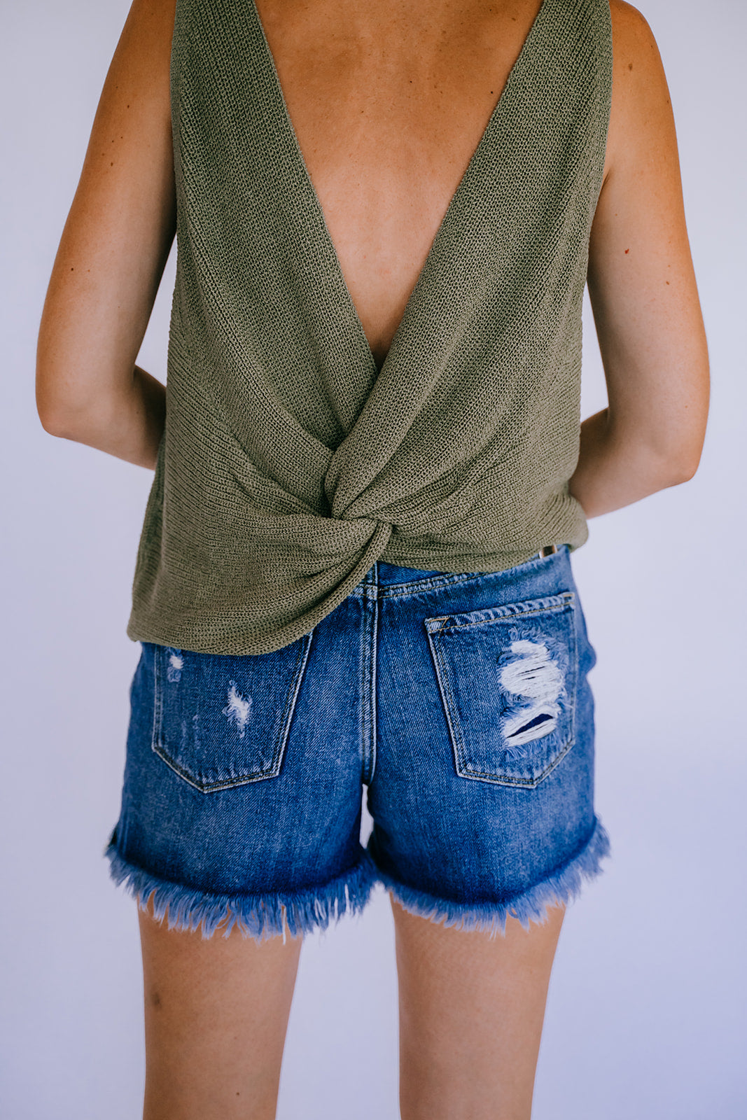 Twist Back Open Sweater Tank